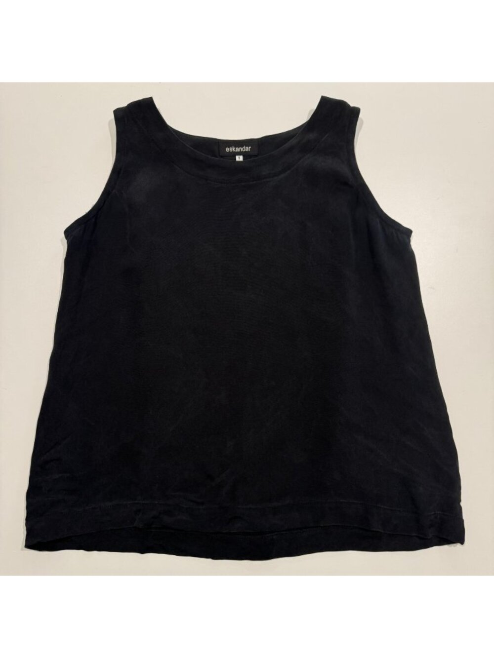 Eskandar Womens 100% Silk Scoop Neck Tank Top Relaxed Fit Size 1